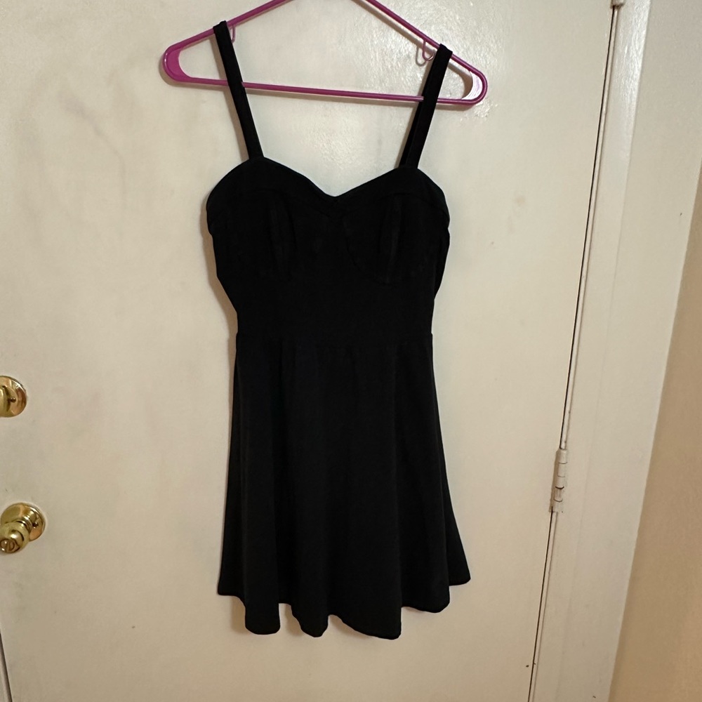 VS Pink black a line stretchy little black dress size Large